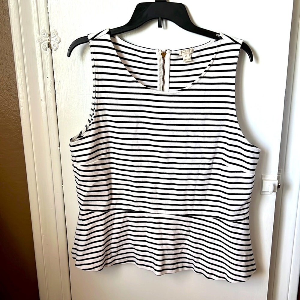 J Crew Peplum striped Shell tank top